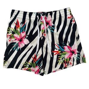 Duvin Floral Zebra Print Mens Shorts